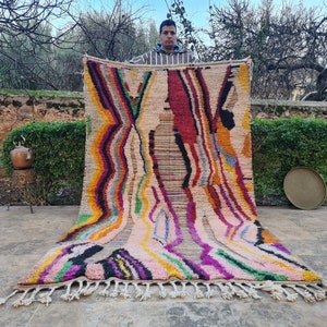 Authentic Moroccan Rug - Berber Carpet - Costum Moroccan Rug - Colorful Rug Bedroom Modern - Hand Knotted Wool Rug - Handmade Rug