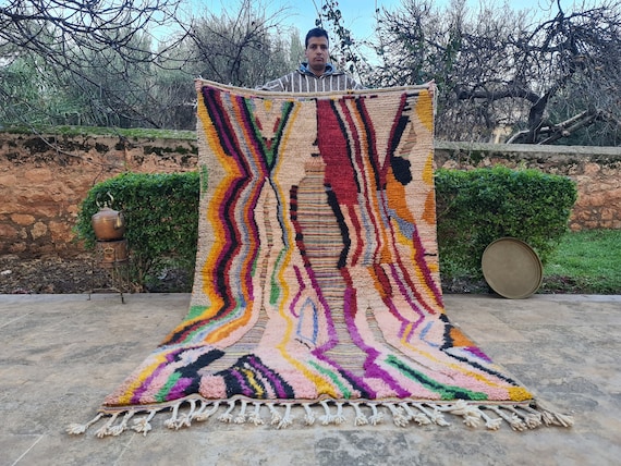Authentic Moroccan Rug - Berber Carpet - Costum Moroccan Rug - Colorful Rug Bedroom Modern - Hand Knotted Wool Rug - Handmade Rug