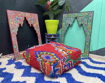 Moroccan Pouf - Pouf Ottoman - Boho Style Room Decor - Farmhouse Decor Living Room - Mom Gift Unique - Home Decor Antique - Furniture