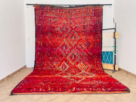 Vintage Moroccan Wool Berber Rug | Boho Abstract Area Carpet for Living Room & Bedroom