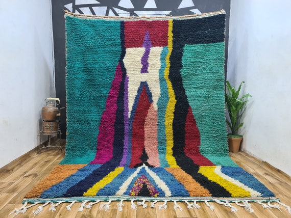 Custom Size Rug Wool - Handmade Moroccan Rug - Boujad Rug - Shag Area Rug - Personalized Home Decor