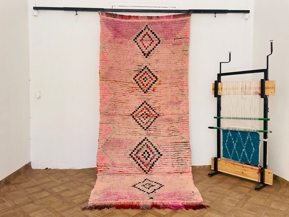 Colorful Vintage Wool Rug Runner – Handmade Bohemian Area Rug for Stylish Home Interiors