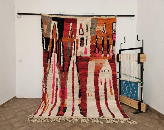 Handwoven Moroccan Wool Rug – Retro Custom Rug for Nursery, Bedroom & Home Decor, Free Shipping on Stylish Carpets