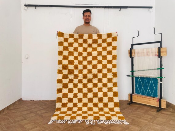 Custom Moroccan Beni Rug - Handmade Rug For Bedroom - Checkered Rug - Custom Rug - Handmade Rug - Morocco Rug - Moroccan Berber Rug