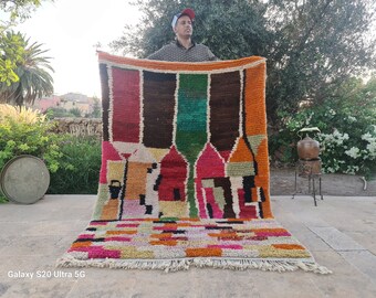 Made in モロッコのハンドメイドラグ カスタムブージャラグ：手作りモロッコベルベルウールカーペット