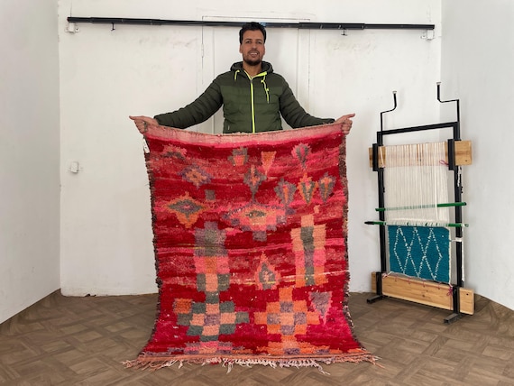 Vintage Bohemian Red Rug, Small Tribal Area Rug, Antique Door Mat, Outdoor Home Decor Rug