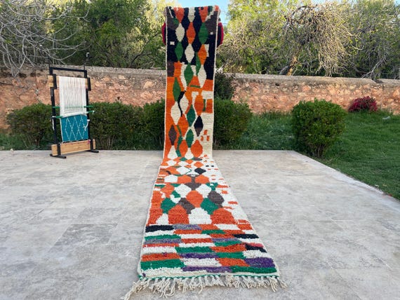 Bespoke Moroccan Wool Runner Rug, Artisanal Home Flooring Decor, Special Wedding Gift Rug