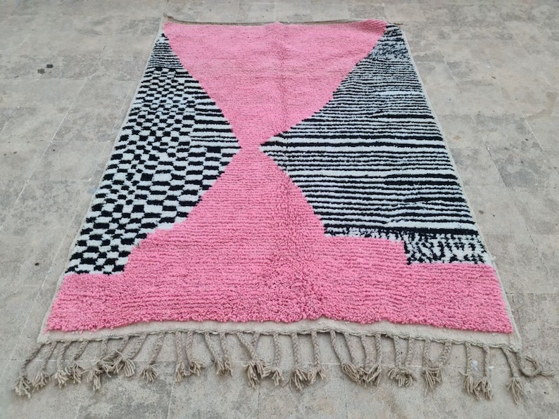Beni Ourain Rug Pink Moroccan Wool Rug Berber Area Rug Etsy
