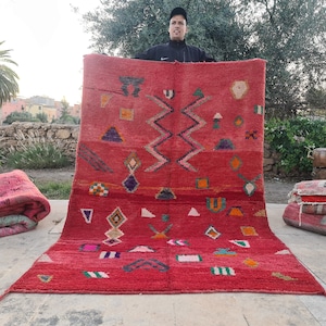 Moroccan Rug, Custom Size Rug, Moroccan Berber Rug, Handmade Rug, Wool Rug, Red Moroccan Rugs, Teppich Marokko, Colorful Home Decor