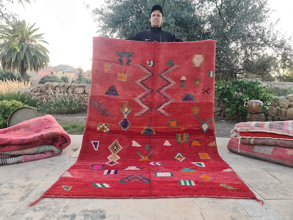 Moroccan Rug, Custom Size Rug, Moroccan Berber Rug, Handmade Rug, Wool Rug, Red Moroccan Rugs, Teppich Marokko, Colorful Home Decor