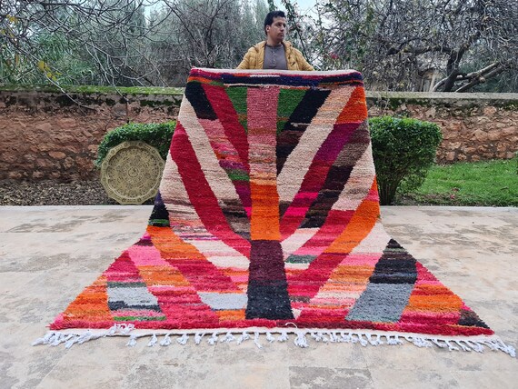 Multi Colored Moroccan Rug - Berber Area Rug - Kids Room Carpet Handmade - Home Decor Modern Living Room - Personalized Housewarming Gift
