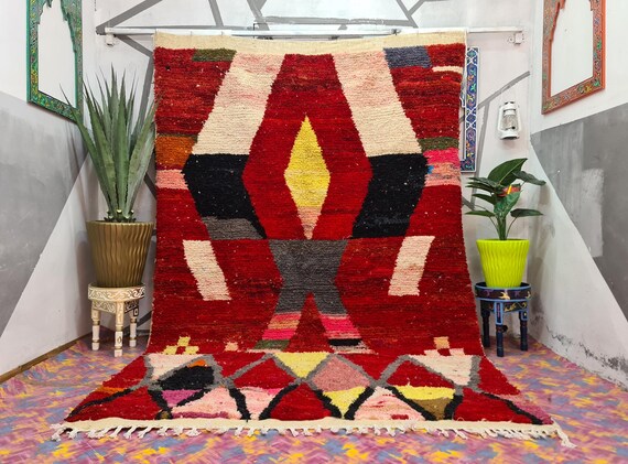 Eye-Catching Custom Moroccan Area Rug – Handmade Wool Shaggy Rug in Vibrant Colors | 8x10, 5x7, or Custom Sizes