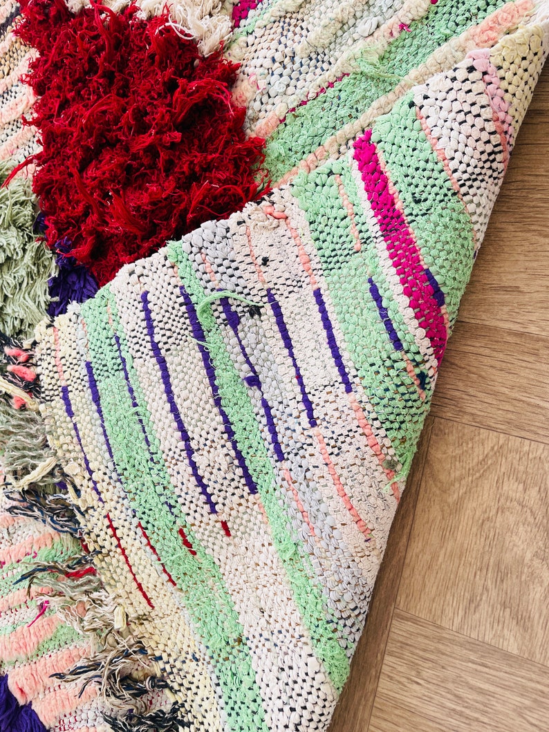 Handmade Vintage Rug, Wool Berber Moroccan Runner, Colorful Azilal