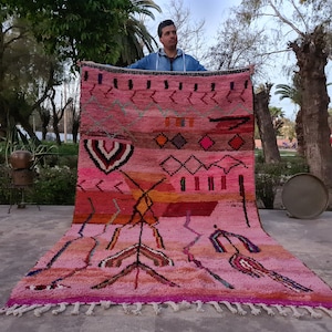 Pink Moroccan Personalized Rug - Berber Boujaad Rug 8x10 10x12 - Light Pink Wool Berber Rug - Area Rugs Pink - Nursery Cute Home Decor