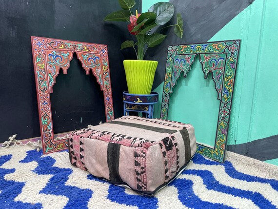 Home Decor Eclectic - MOROCCAN Square Pouf Cover - Farmhouse Decor Living Room - Housewarming Gift First Home - Handmade Gift For The Home