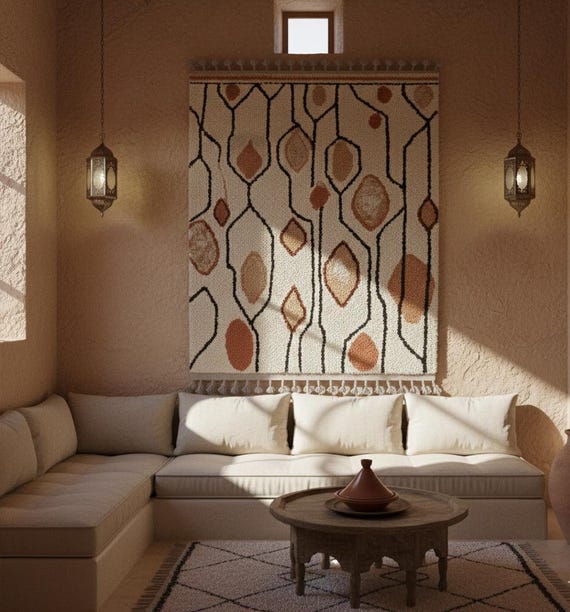 Wool Berber Rug | White Beige Bohemian Area Rug with Custom Sizes Available | BERBERUGALLERY