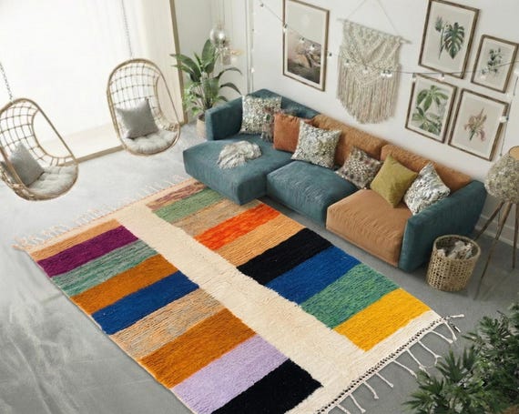 Handmade Wool Moroccan Rug, Beni Ourain Style, Custom Sizes