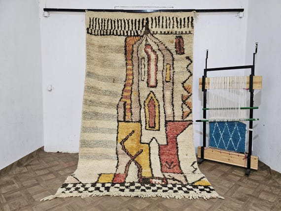 Handmade Custom Fabulous Boujad Rug - Authentic Moroccan Azilal Rug