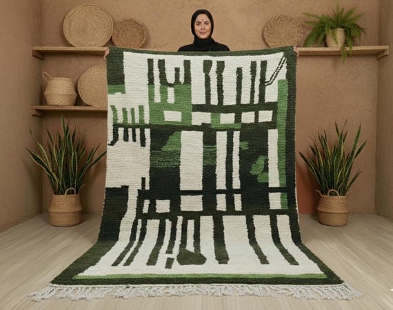 Handmade Wool Berber Rug 9x12, Moroccan Floor Carpet