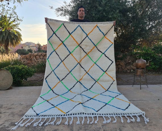 Colorful Trellis Moroccan Rug – Handmade Wool Carpet | Custom Berber Area Rug | Vibrant Boho Decor | Geometric Moroccan Tapis