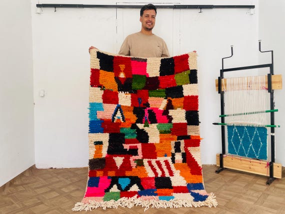 Grandparents Moroccan Rug Rainbow - Personalized Rugs - Gift Grandparent - Custom Size Area Rug - Rug Washable - Home Decor - Housewarming