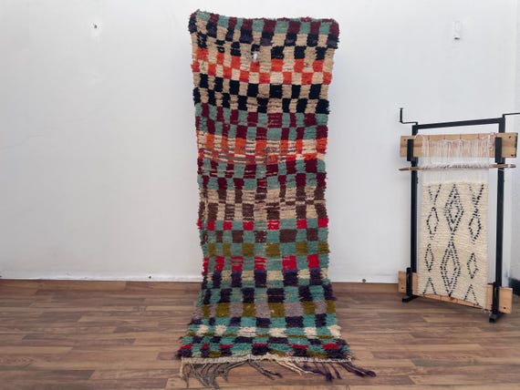 Vintage Moroccan Runner Rug - 2x6 Geometric Boho Rug for Bedroom, Bathroom Vintage Furniture - Traditional Small Rug, Perfect for Boho Decor