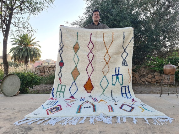 Moroccan rug white - Solid rug - Plain rug- Plain rug- Solid rug - Moroccan plain rug- Free shipping - Handmade rug - Beni ourain solid 8x10