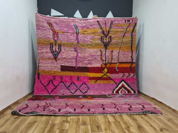 Beni Ourain Rug Pink - Moroccan Wool Rug - Berber Area Rug - Custom Rugs For Bedroom - Handmade Rugs For Living Room - Home Decor Christmas