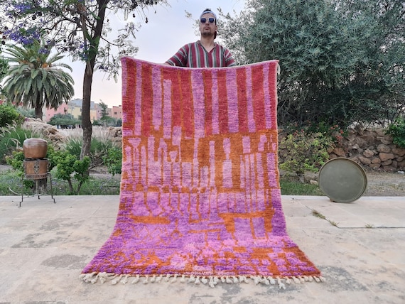 Moroccan Wool Rug - Washable Area Rug - Outdoor Rug - 5x7 6x9 9x12 Rugs - Purple Rug - Living Room Floor Rug - Customized Gift for Mom