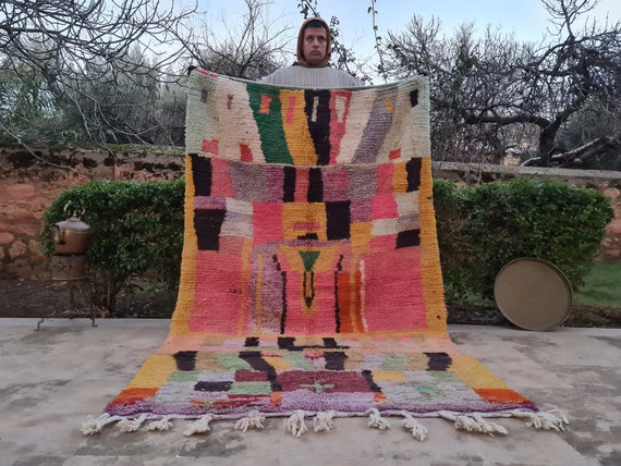 Cute Custom Abstract Wool Moroccan Area Rug - Perfect for Living Room Boho Decor and Kids Valentine Gifts