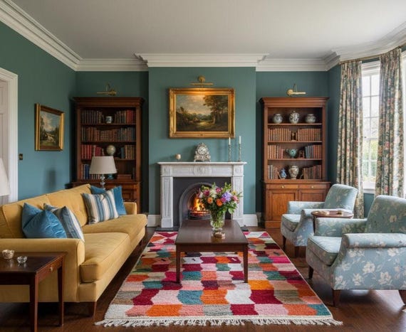 Handwoven Boujaad Berber Rug, Moroccan Wool Area Rug, Custom Size