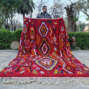 Wool Moroccan Area Rug, Red Rug, Custom Fabulous Boujad Rug, Berber Carpet, Handmade Moroccan Rug, Berber Soft Wool Rug, Bohemian Rug