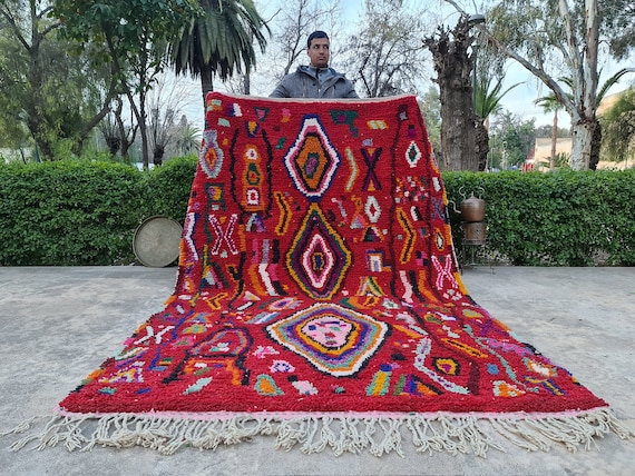 Wool Moroccan Area Rug, Red Rug, Custom Fabulous Boujad Rug, Berber Carpet, Handmade Moroccan Rug, Berber Soft Wool Rug, Bohemian Rug