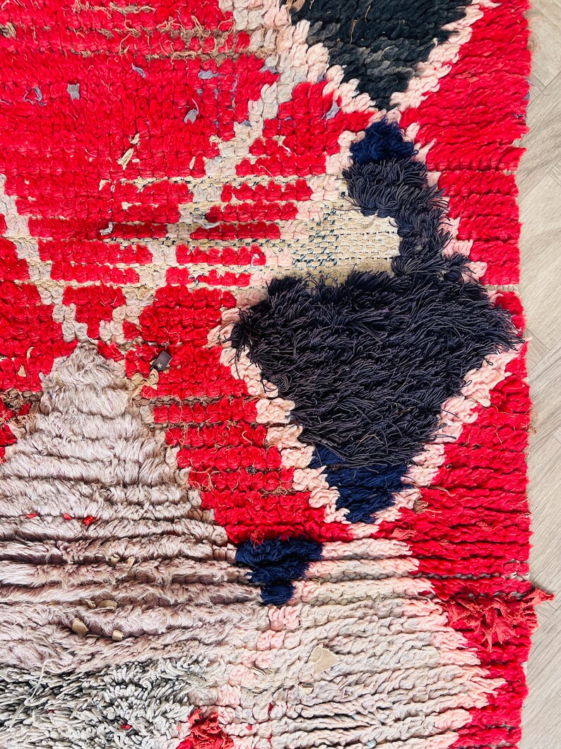 Wool Berber Moroccan Runner, Handmade Vintage Rug, Colorful Azilal