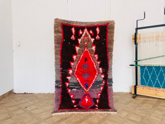 Vintage morrocan rug - Sheep wool moroccan carpet  - Moroccan brown rug - Morroccan rug - Vintage beni ourain rug runner