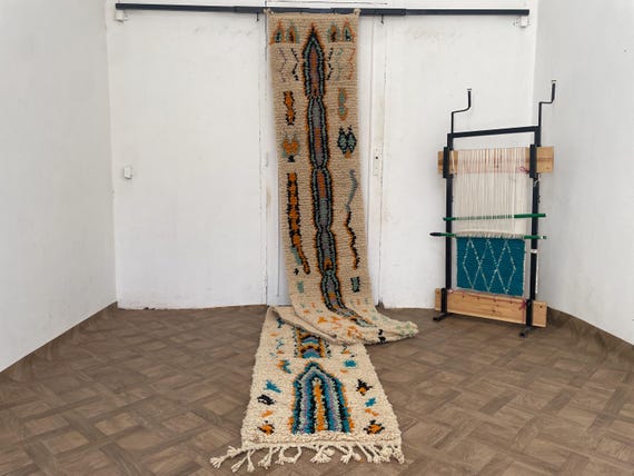 Azilal Rug - Handmade Moroccan Stair Runner, Hallway Runner, Washable Rug, Kitchen & Bathroom Carpet Runner