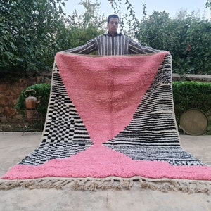 Custom Pink Beni Ourain Rug: Handwoven Moroccan Wool, Plush Berber Style