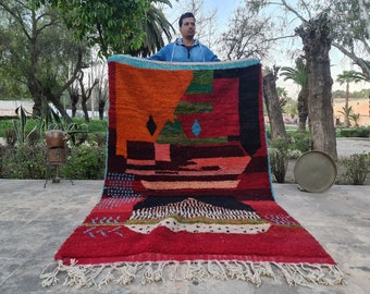 Handmade Rug For Living Room, Red Moroccan Rug, Outdoor Rugs Personalized, Custom Rug Tufted, Bohemian Rug Orange, Home Decor Modern