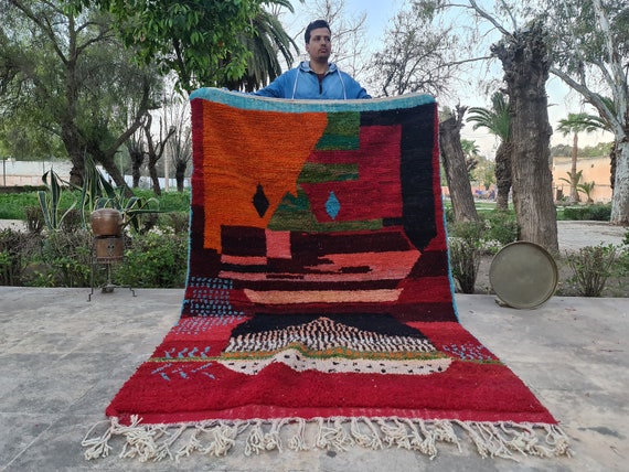 Handmade Rug For Living Room, Red Moroccan Rug, Outdoor Rugs Personalized, Custom Rug Tufted, Bohemian Rug Orange, Home Decor Modern