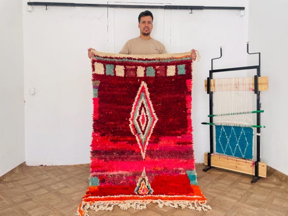 Purple And Red Rug, Moroccan Rug, Purple Moroccan Rug, Made To Order Area Rug, Custom Rug Size, 8x10 Rug, Bohemian Rug, 9x12 Rug
