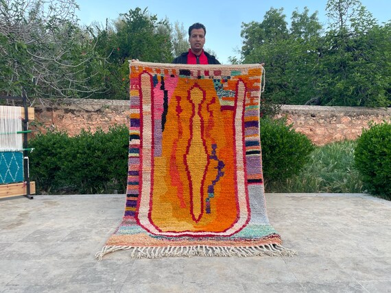 Retro 70s Wool Orange Rug Moroccan – Boujad Mid-Century Boho Vibes for Your Space
