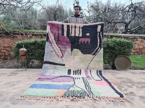Moroccan Rug Handmade - Wool Area Rug - Boujad Moroccan Rug - Beniourain Carpet - Custom Moroccan Rug - Bohemian Rug Boho