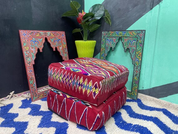 Unstuffed Moroccan Ottoman Pouf - Meditation Floor Cushion Seating - Outdoor Furniture - Quirky Living Room Decor Boho