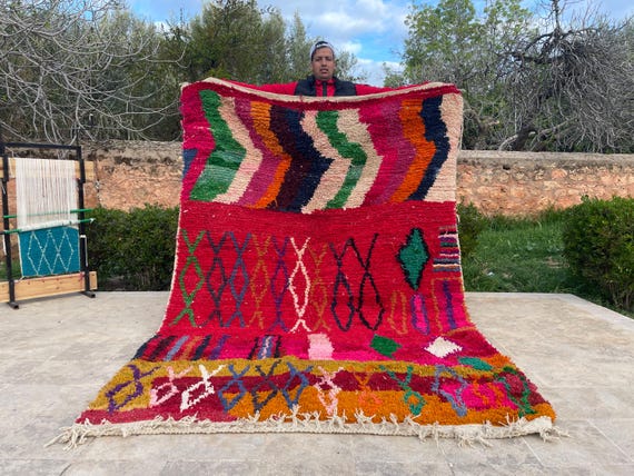 Colorful Moroccan Rug, Area Rugs, Custom Rug, Rugs For Bedroom, Rugs For Living Room, 8x10 Rug, Handmade Wool Rug