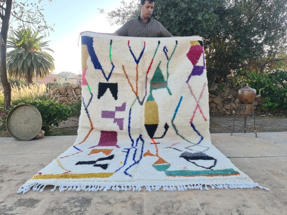 Wool Rug, Moroccan Handmade Rug, Mint Green Rug, Abstract Green Rug, Bohemian Rug, Handmade Wool Carpet, Berber Funky Rug