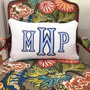 Monogram Linen Lumbar Pillow – Custom Dorm Decor, Personalized Pillow