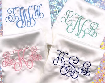 Elegant Monogrammed Satin Pillowcase - A Thoughtful Gift for Bride, Bridesmaid, Daughter, Mom, Debutante or Graduate