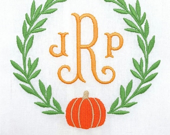 Personalized Halloween Embroidered Hand Towel, Pumpkin Monogram
