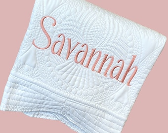 Personalized Monogrammed Baby Quilt - Custom Nursery Blanket for Newborns