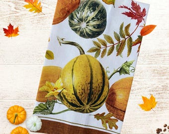 Vintage-Inspired Fall Tea Towel | Oversized European Cotton Kitchen Linen